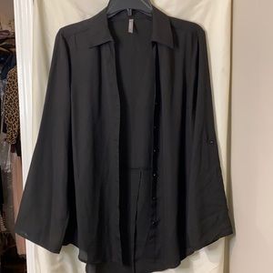 Chiffon black button up